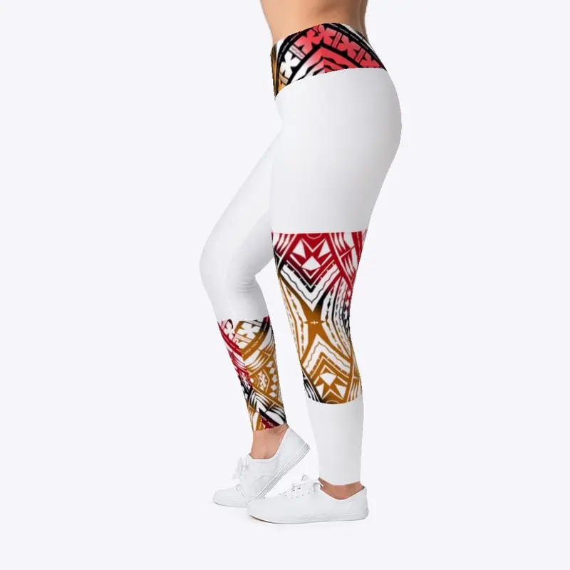 Red wave tribal leggings